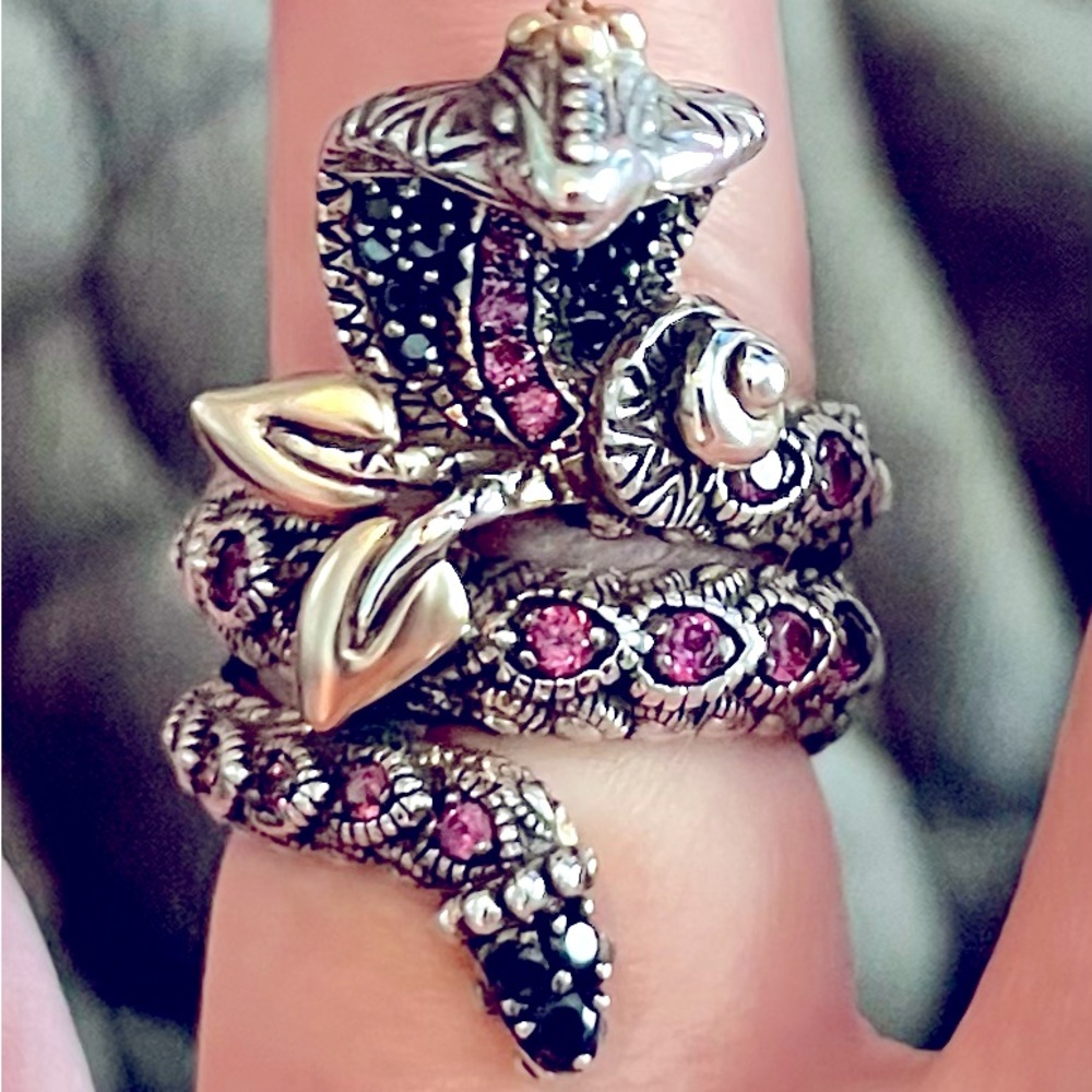 Barbara Bixby Sterling Silver/18kGold, Pink Garnet, Black Sapphire